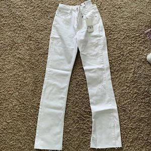 Zara Slim Flare White Jeans